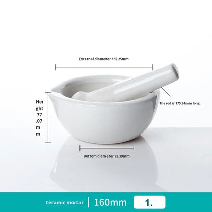Ceramic and Glass Mortar Laboratory Pestle Medicine Grinding Bowl with Pestle and Grinding Rod