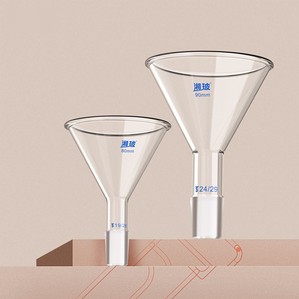 Glassware Standard-Mouth Triangular Funnel Glass Funnels