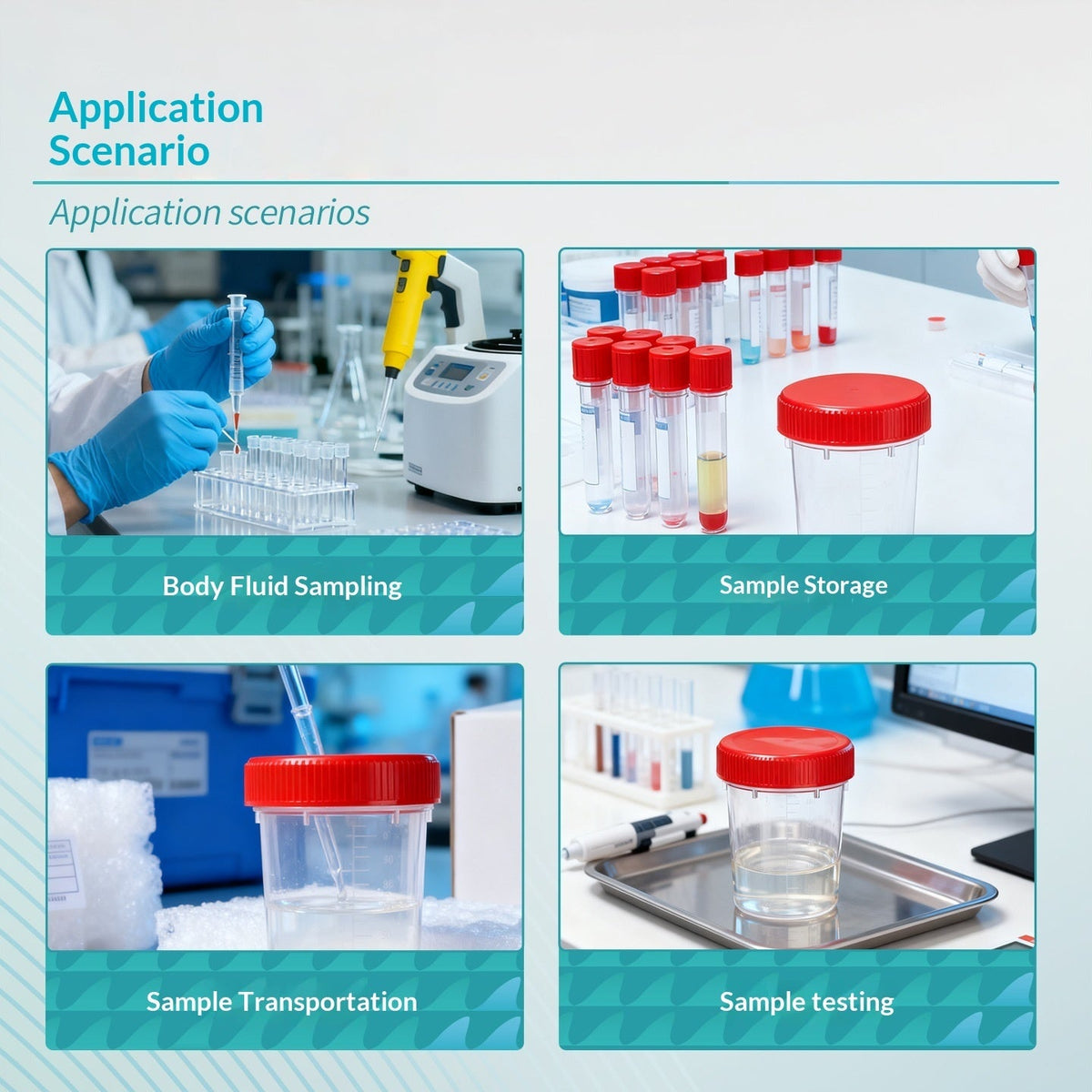 Disposable Stacked Screw Lid Sampling Cups for Urine Sputum & Dirty Samples