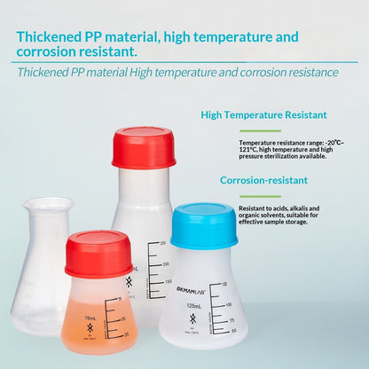 Straight Mouth Size with Lid and Scale Laboratory 50 250ml PP Erlenmeyer Flask