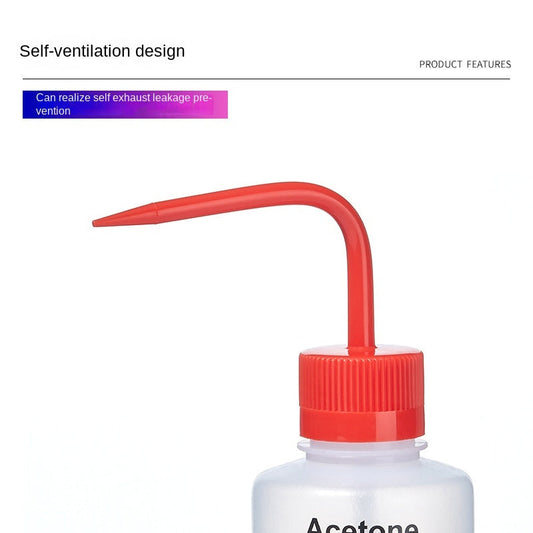 LDPE Safety Washing Bottle Wide Mouth Elbow Methanol Ethanol Acetone Distilled Water Special White