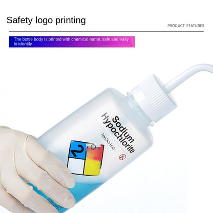 LDPE Safety Washing Bottle Wide Mouth Elbow Methanol Ethanol Acetone Distilled Water Special White