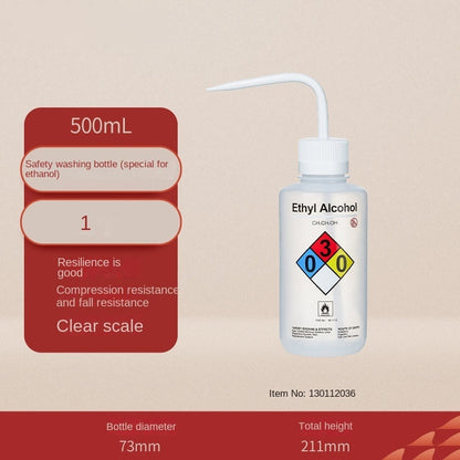 LDPE Safety Washing Bottle Wide Mouth Elbow Methanol Ethanol Acetone Distilled Water Special White