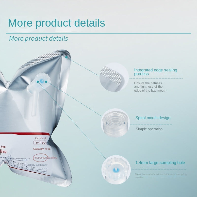 Aluminum Foil Gas Collection Bag with Single/Double Valve 10 ML-15 L Capacity 6x8 Cm & 8x12