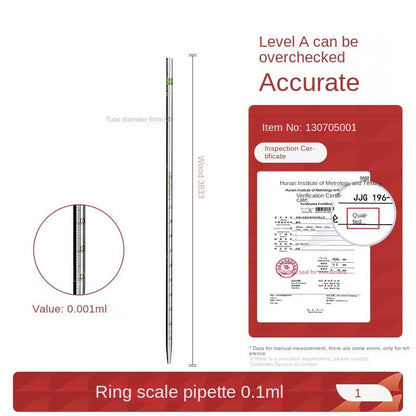 Ring Standard Glass Pipette Dropper Scale Single Standard Line Indexing Pipette