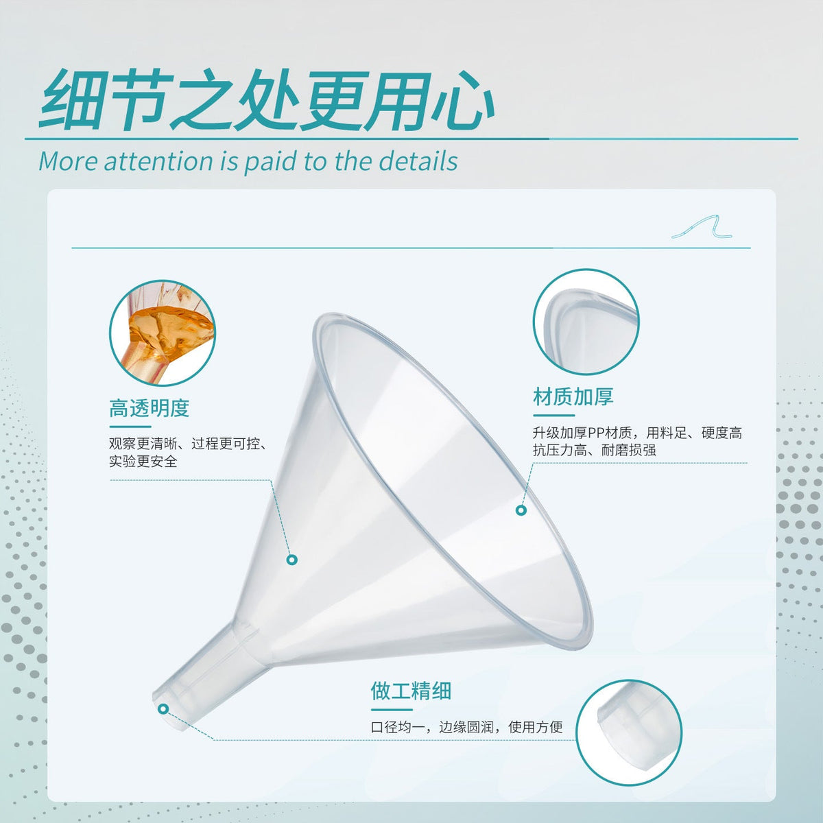 Laboratory Plastic Funnel Diameter Long and Short Neck Transparent Size 60 75 90 120 150mm