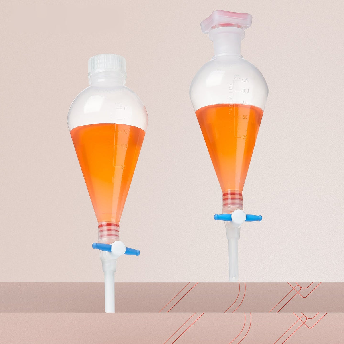 Plastic Funnel 125-1000ml Pear-Shaped PP Separating Funnels