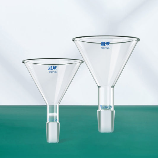 High Borosilicate Glass Funnel Thickened Long-Neck Tapered Triangular Design 60mm/75mm Diameter
