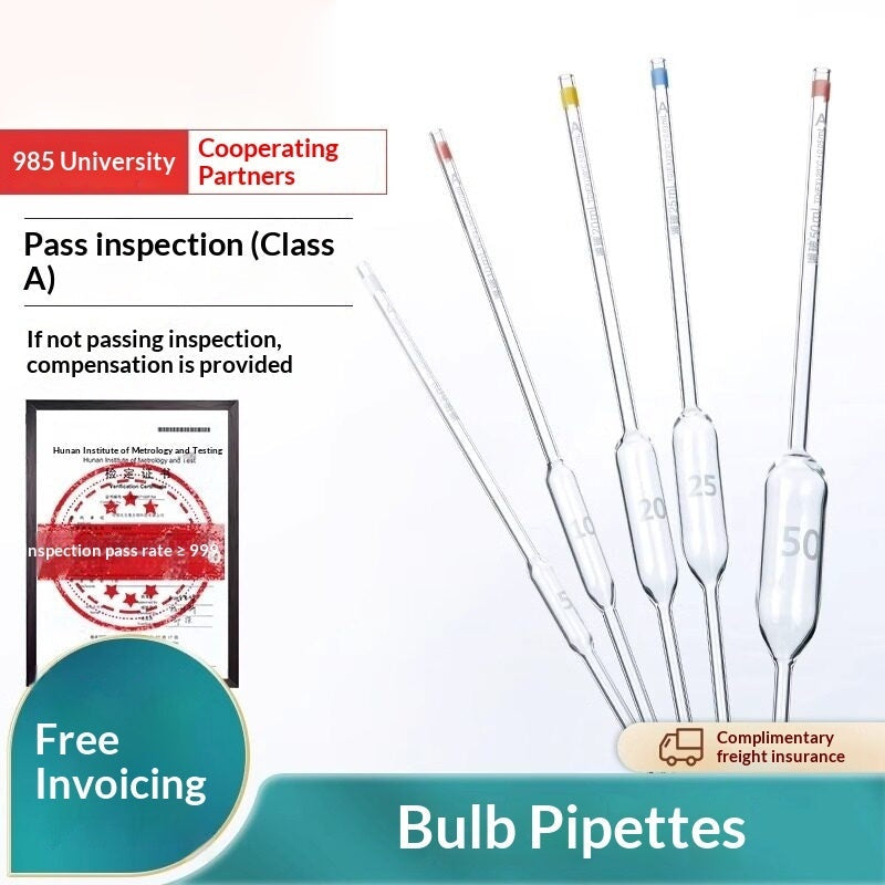 Thickened Borosilicate Glass Pipette with Graduated Scale Translucent Design 10-100ml Borosilicate