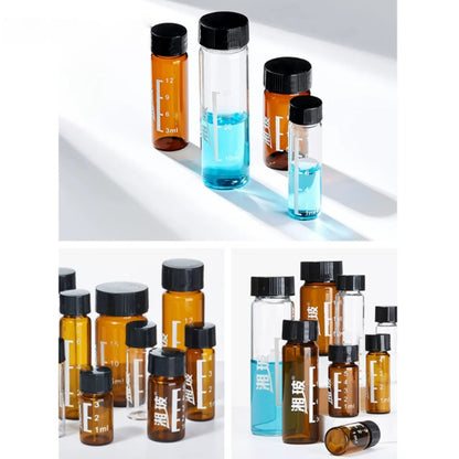 Glass Screw-Top Reagent Sample Bottles Transparent Brown Laboratory Use Cylindrical Serum Design