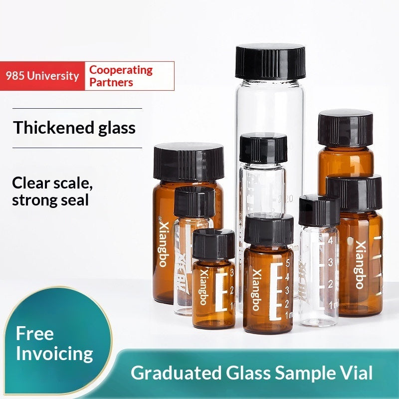 Glass Screw-Top Reagent Sample Bottles Transparent Brown Laboratory Use Cylindrical Serum Design