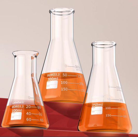 Borosilicate Glass 3.3 Conical Flask/Erlenmeyer Flask, 50-1000ml Available