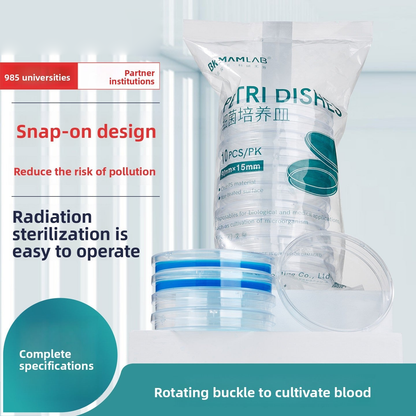Biological Rotary Buckle Disposable Cell Bacteria Culture Dish Stackable Native PS 10cm x 15mm