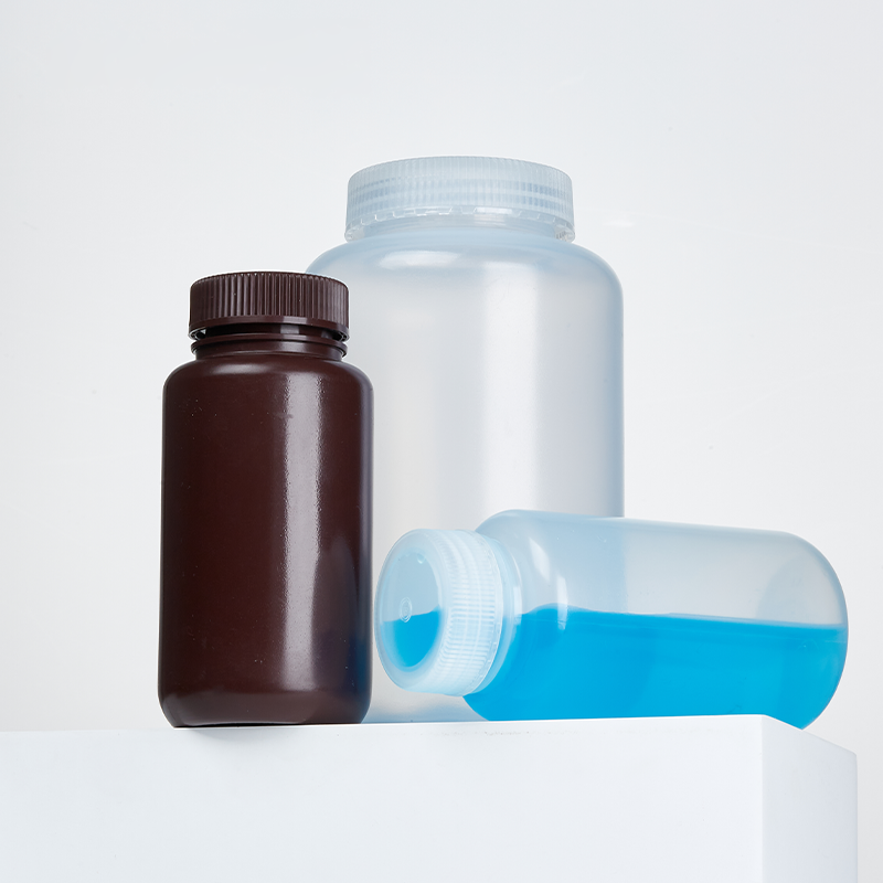 Laboratory 60ml 125ml 250ml 500ml 1000ml Amber HDPE Media Reagent Bottle Wide Mouth Lab Chemicals