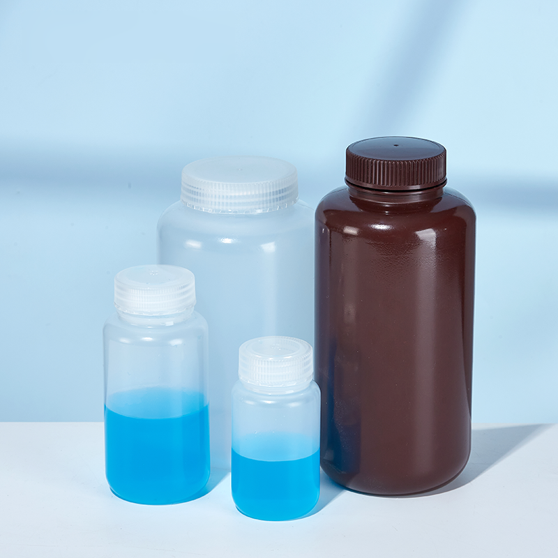 Laboratory 60ml 125ml 250ml 500ml 1000ml Amber HDPE Media Reagent Bottle Wide Mouth Lab Chemicals