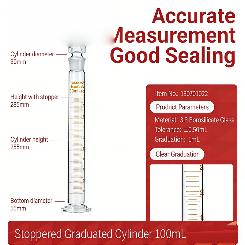 Clear Glass Measuring Cylinder with Ground Stopper