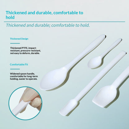 PTFE Spoon Anti-Corrosion Acid/Alkali Resistant Square Head Smooth Surface Sizes 3 5 10