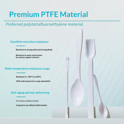 PTFE Spoon Anti-Corrosion Acid/Alkali Resistant Square Head Smooth Surface Sizes 3 5 10
