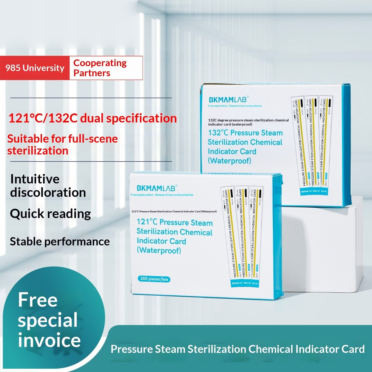 Lab Biotech Pressure Steam Sterilization Indicator Card High Accuracy 134 High-Temperature