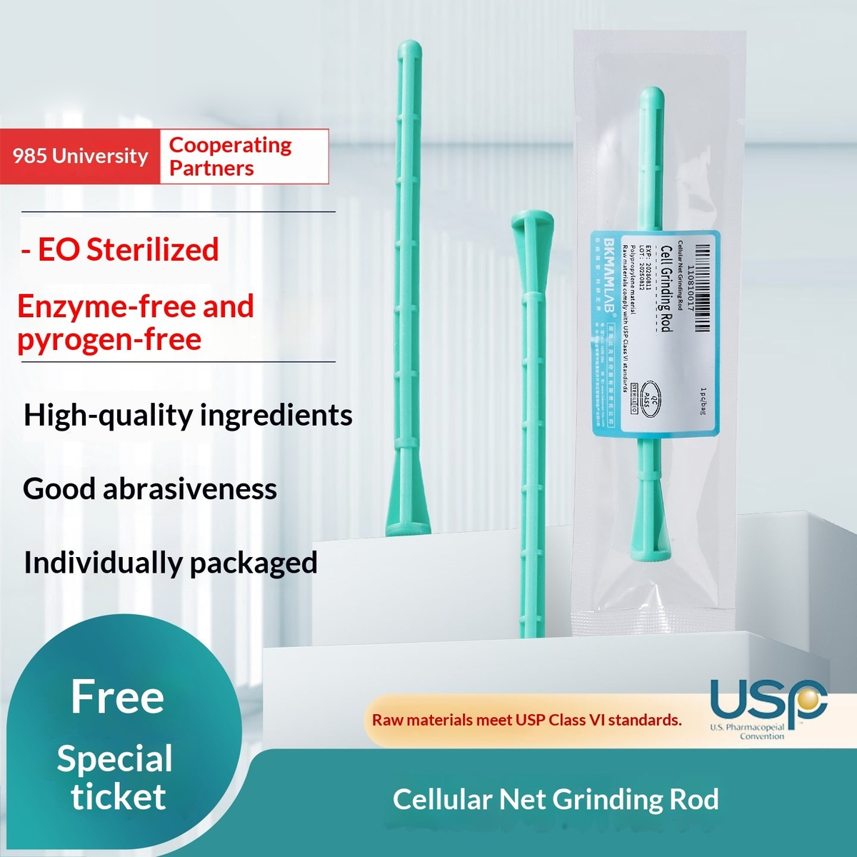 Bio Disposable Plastic Cell & Tissue Grinding Rod Pestle Individually Packaged Laboratory