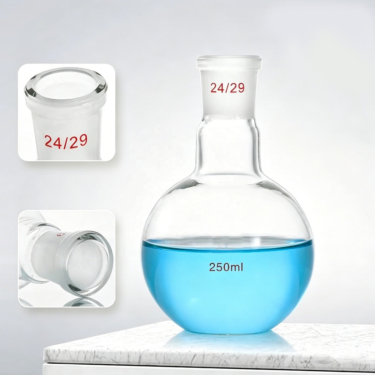 Borosilicate 3.3 Glass Single-Neck Boiling Flask, Flat Bottom