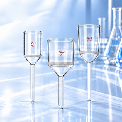 Glass Buchner Filter Funnel with Fritted Disc, Conical