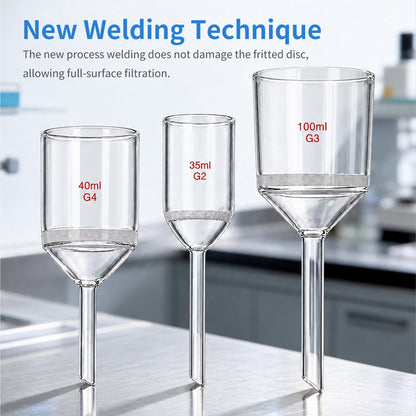 Glass Buchner Filter Funnel with Fritted Disc, Cylindrical