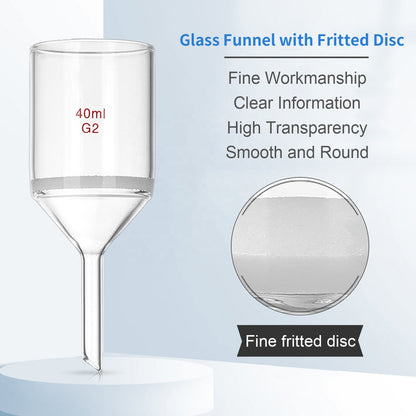 Glass Buchner Filter Funnel with Fritted Disc, Cylindrical