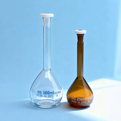 Class A Borosilicate Glass Volumetric Flask, Amber