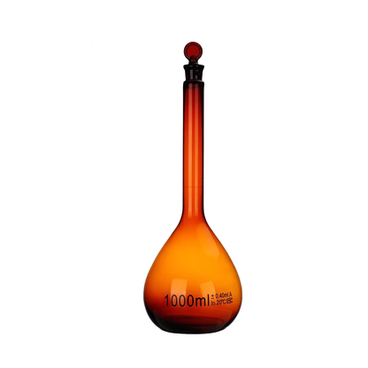 Class A Borosilicate Glass Volumetric Flask, Amber