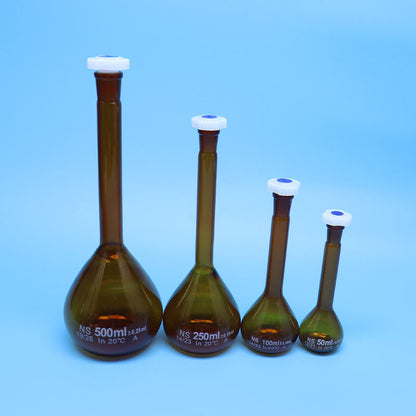 Class A Borosilicate Glass Volumetric Flask, Amber