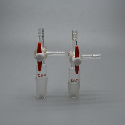 Borosilicate glass T-shape three-way adapter with PTFE stopcock