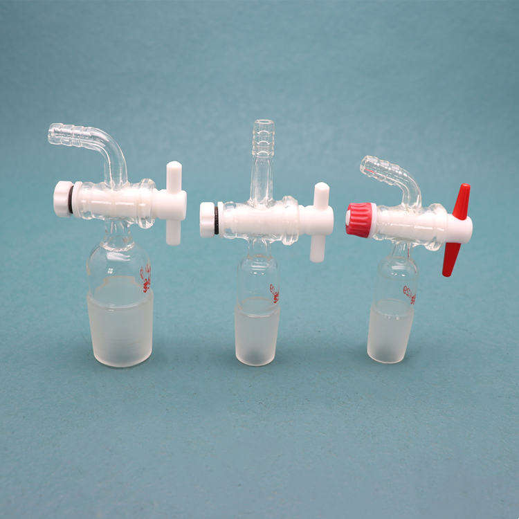 Straight 2-way inlet/vacuum adapter WITH PTFE stopcock