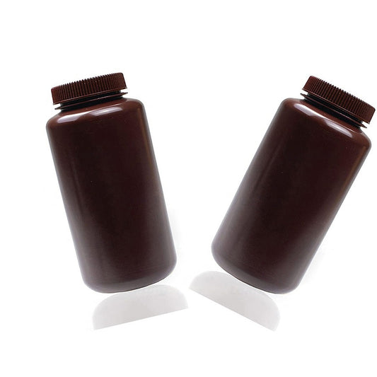 Amber Wide-Mouth Plastic Reagent Bottle, 1000 mL