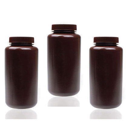Amber Wide-Mouth Plastic Reagent Bottle, 1000 mL