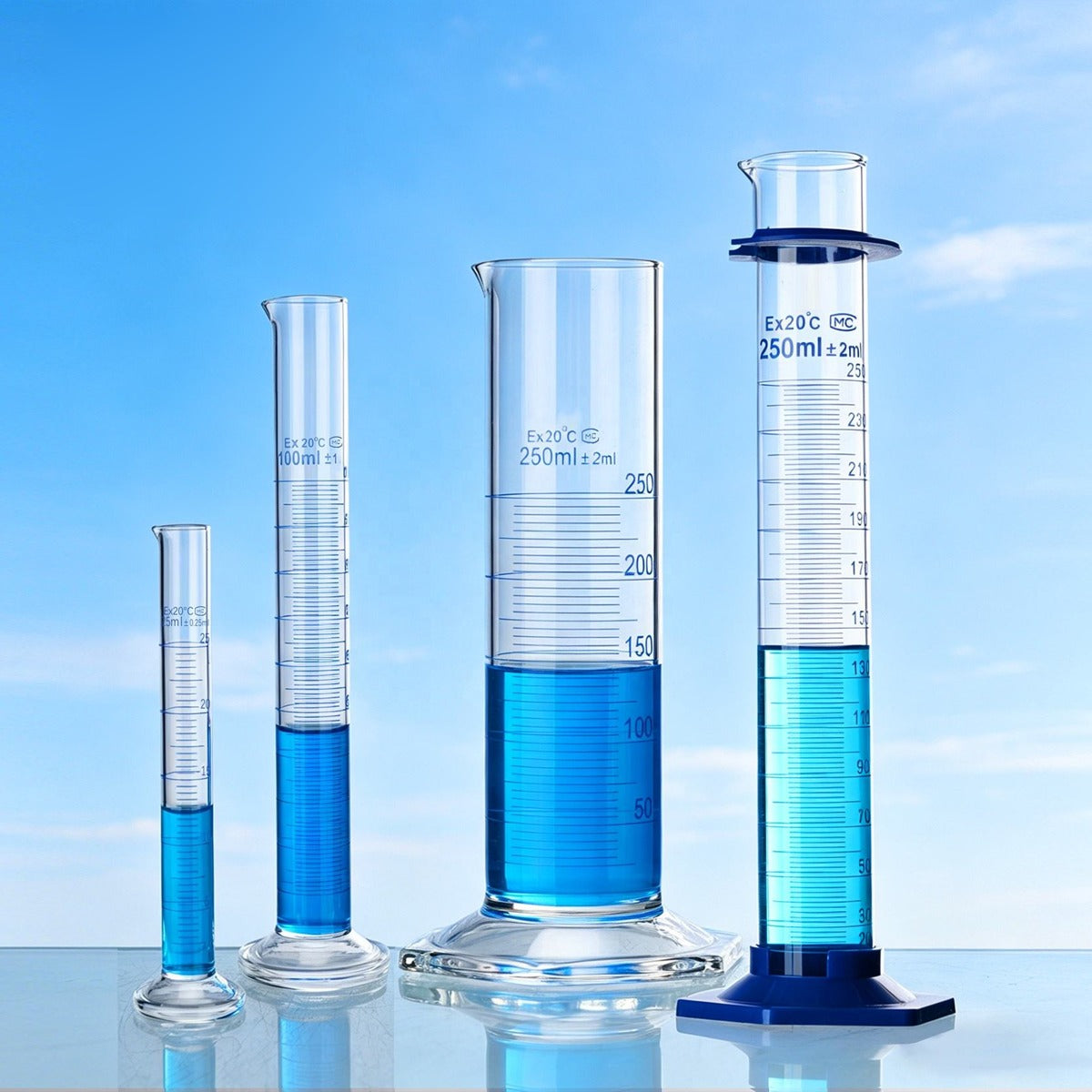 Borosilicate 3.3 Glass Graduated Measuring Cylinder, Plastic Base