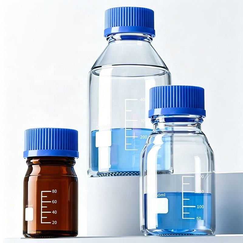 Borosilicate 3.3 Glass Reagent Bottle with GL45 Screw Cap, Amber ...