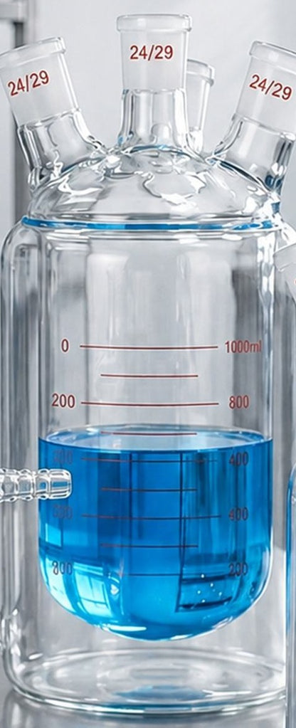 Jacketed Reaction Flask, Four Neck, Flat Bottom