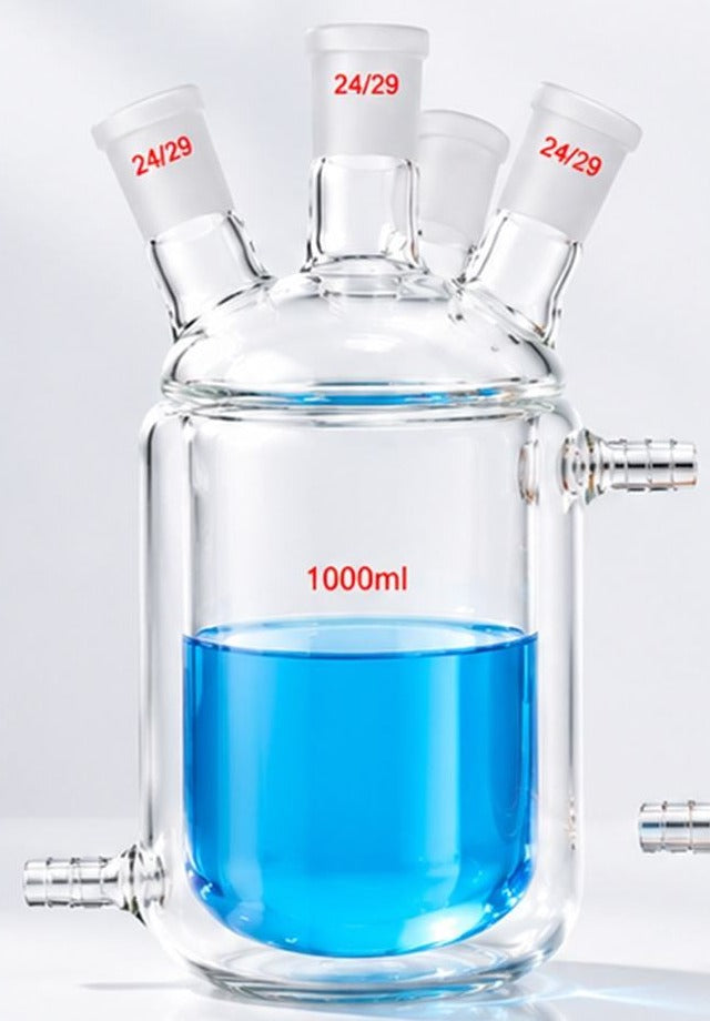 Jacketed Reaction Flask, Four Neck, Round Bottom