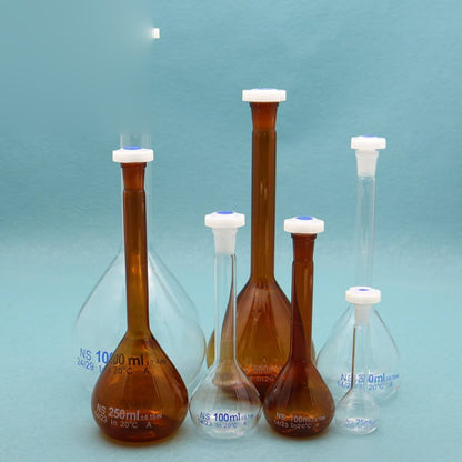 Volumetric flask with plastic stopper