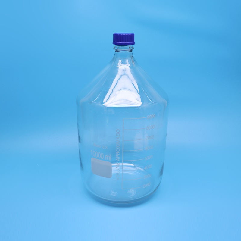 GL45 borosilicate glass reagent bottle with blue screw cap