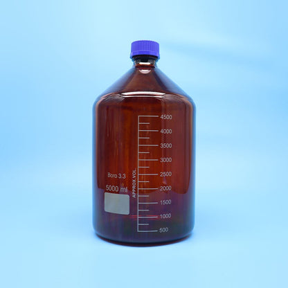 GL45 borosilicate glass reagent bottle with blue screw cap