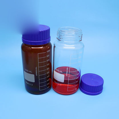 Borosilicate glass reagent bottle with blue screw cap