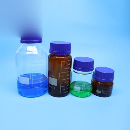 Borosilicate glass reagent bottle with blue screw cap