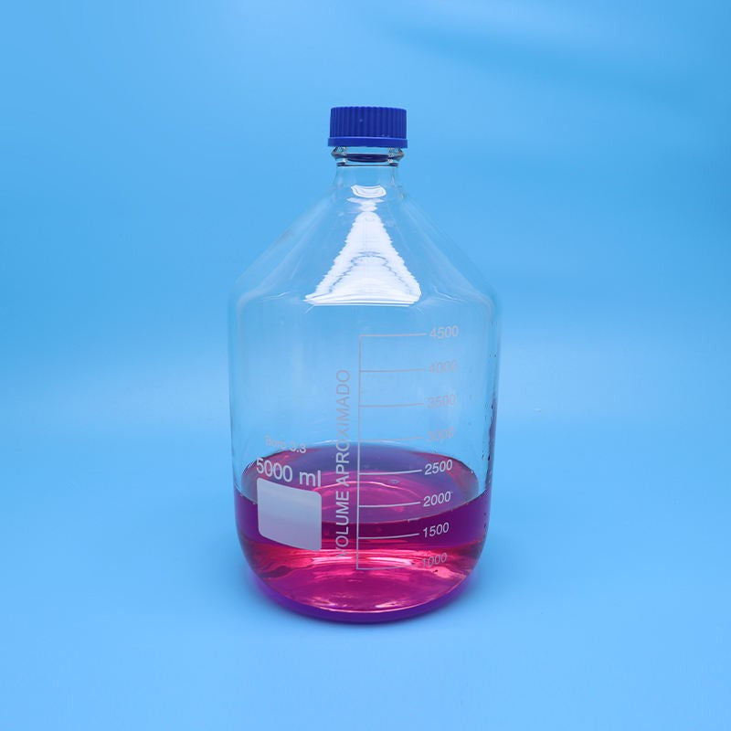 GL45 borosilicate glass reagent/media bottle with blue screw cap