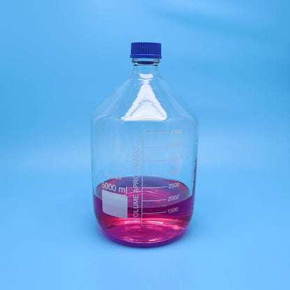 GL45 borosilicate glass reagent/media bottle with blue screw cap