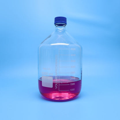 GL45 borosilicate glass reagent/media bottle with blue screw cap