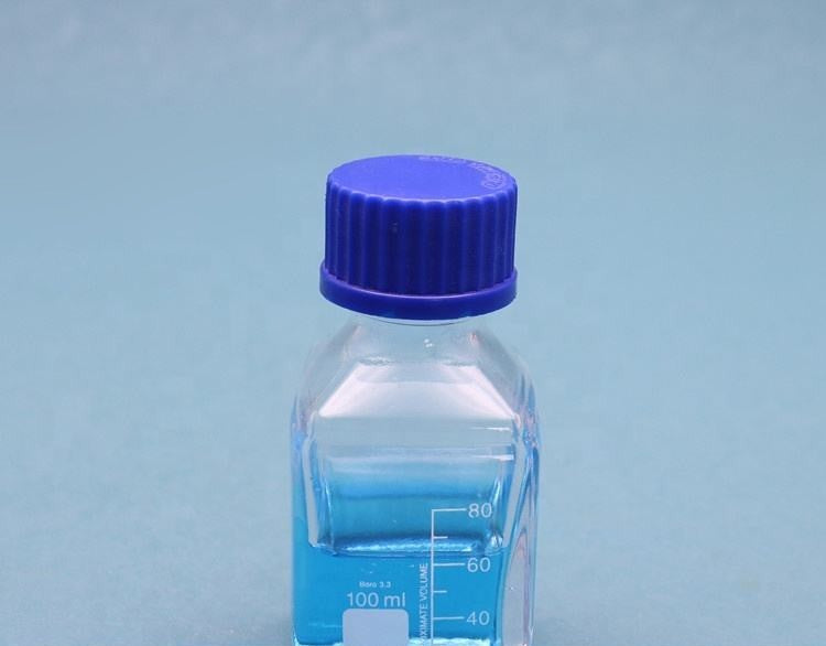 Square borosilicate glass GL45 screw cap media/reagent bottle