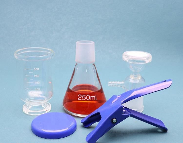 Glass Complete vacuum/solvent filtration apparatus system ; stated ratings: max working temperature 200C