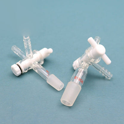 Borosilicate glass 3-way vacuum flow control adapter with stopcock and ground joints
